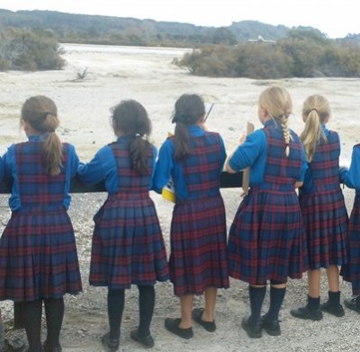 St Marys Students inspect Sulphur Point. Rotorua Museum